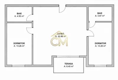 Apartament 3 Camere- 66,5 MPU-Etaj 1-Balcon