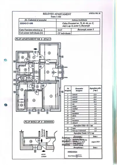 Apartament 4 camere /Boxa /Calea Ferentari 72 /Sector 5 /Proprietar